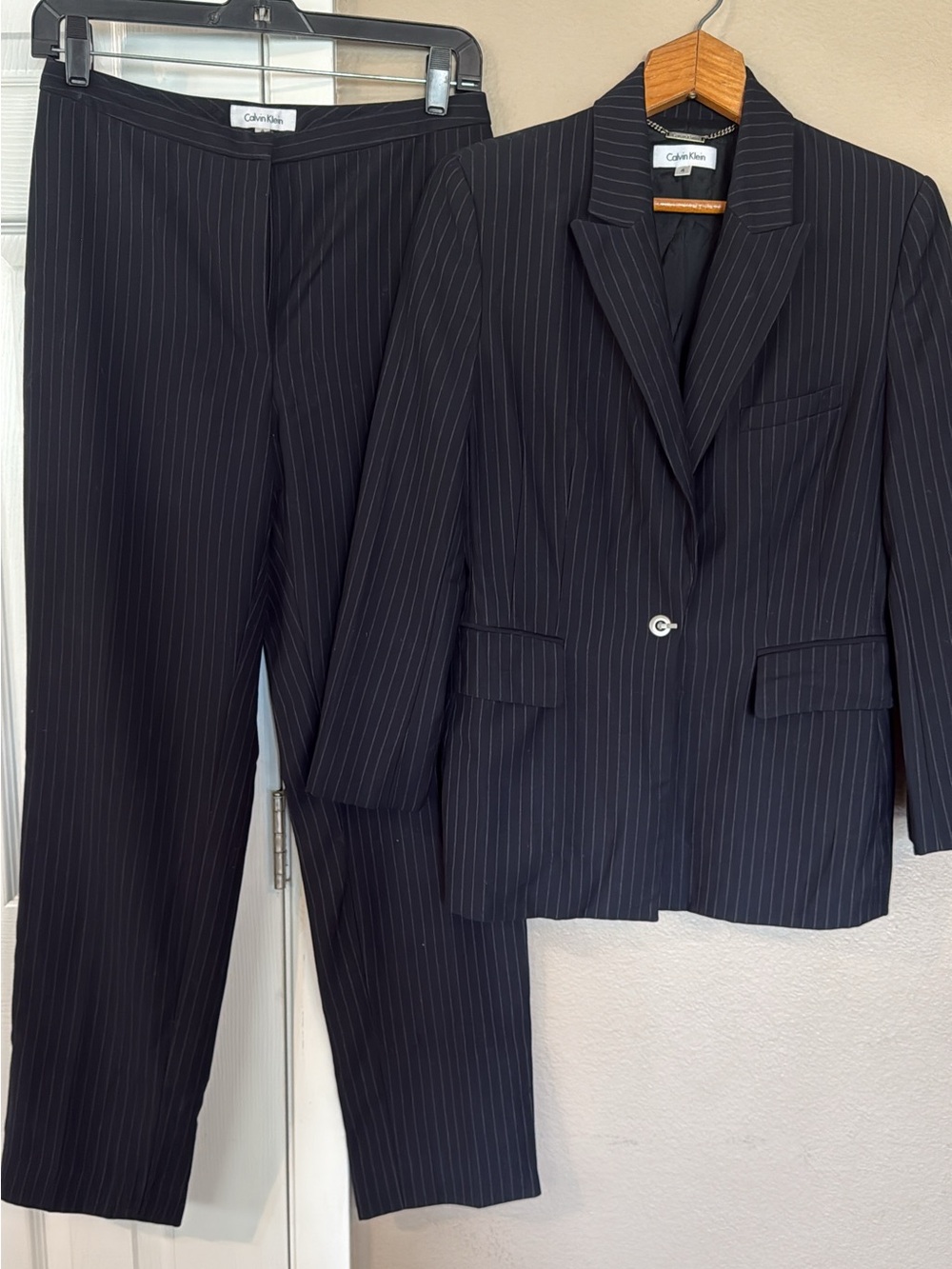 Calvin Klein Black Pinstripe Pencil Skirt
